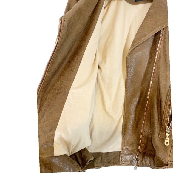 AS by DF Leather Moto Bomber Jacket Size Small - Picture 7 of 11